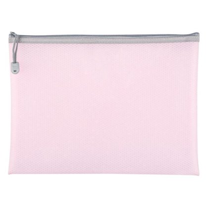 Mapa cu Fermoar Zip Roz Transparenta Model Plasa 33x25cm
