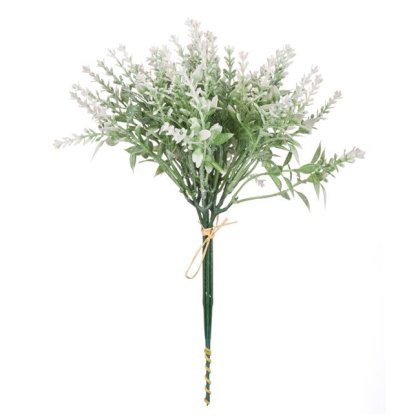 Ramura Artificiala de Lavanda cu Flori Albe 23cm