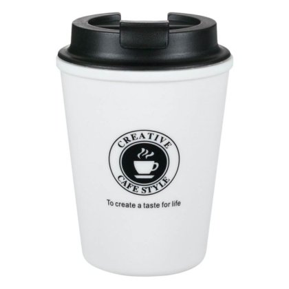 Pahar din Plastic Alb Negru Capac 300ml