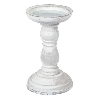 Sfesnic Decorativ din Lemn Alb pentru Lumanare Ø10.5x17cm
