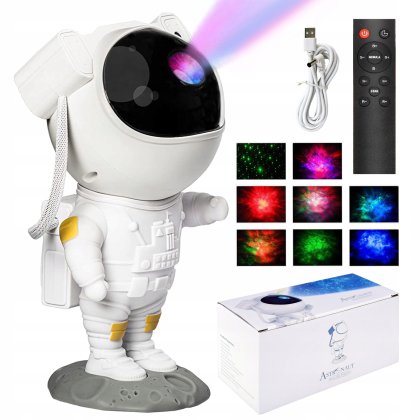 Lampa de veghe copii, GMM Group, proiector stele, 8 moduri de proiectie, multicolor, set cu cablu USB si telecomanda