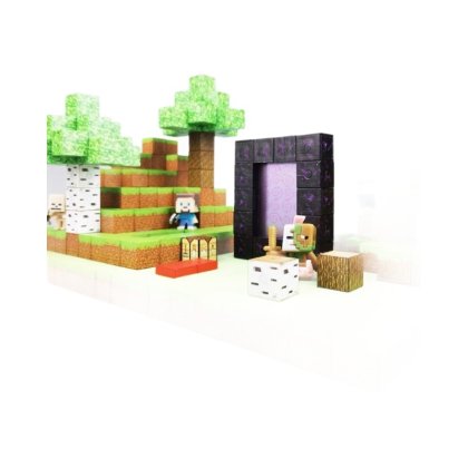 Set de blocuri magnetice, DIPAPEPE ®,200+ 4 minifigurine, inspirat din Minecraft, 6 ani+, multicolor