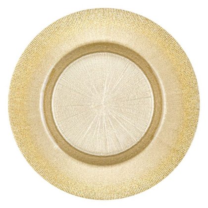 Farfurie Servit Fructe Sticla Aurie Raze Reliefate Glitter Bordura Ø21cm