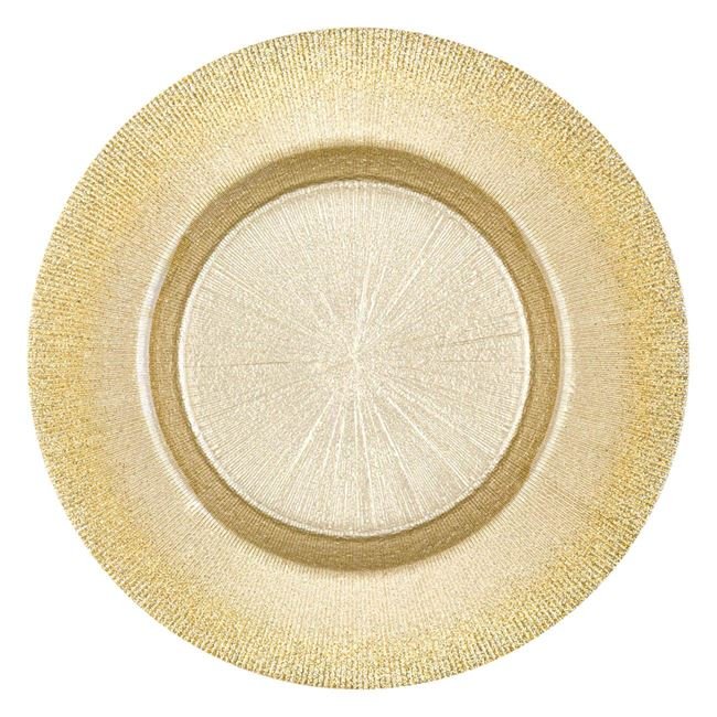 Farfurie Servit Alimente Sticla Aurie Raze Reliefate Glitter Bordura Ø28cm