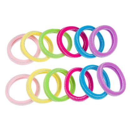 Elastice Par Frotte de Diferite Culori cu Lurex Argintiu Dunga pentru Copii - 12buc