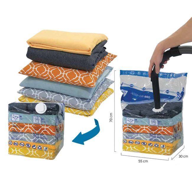 Sac de Depozitare Haine Cub cu Vid 55x70x30cm