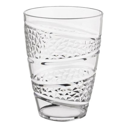 Pahar din Plastic Transparent cu Model Romburi Reliefate pentru Apa 400ml