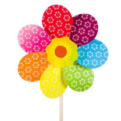 Moara de Vant cu Betisor din Lemn Multicolora 56cm