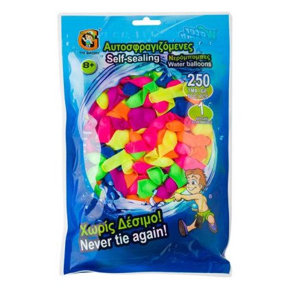 Baloane Colorate cu Sistem de Prindere & Adaptor pentru Apa - 250buc