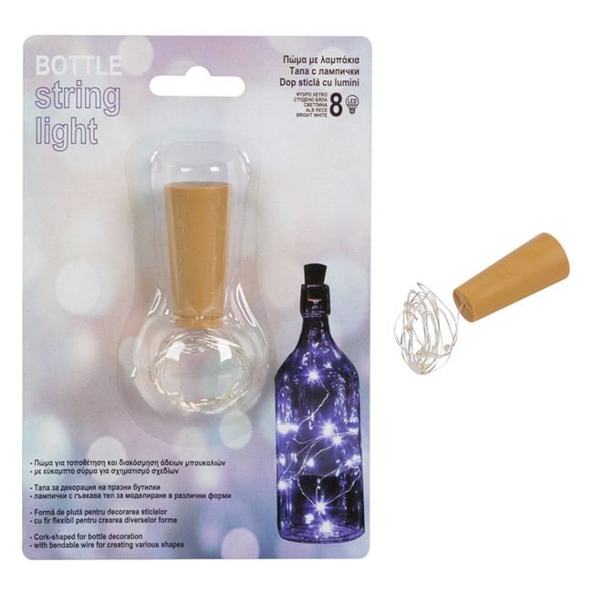 Dop pentru Sticle cu 8 Becuri LED - Lumina Alba Rece