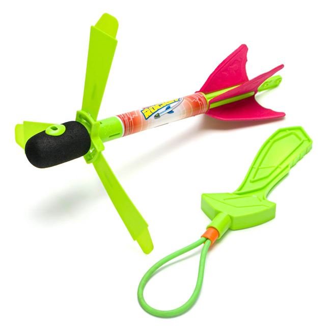 Racheta Jucarie cu Lansator Verde Neon ci Lumina & Sunet 27cm