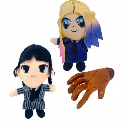 Set jucarii de plus 3in1 Enid, Thing, Wednesday Addams, 23/25 cm, Multicolor