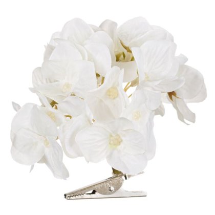 Floare Artificiala Hortensie Alba cu Clips 10cm