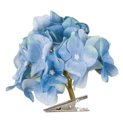 Floare Artificiala Hortensie Bleu cu Clips 10cm