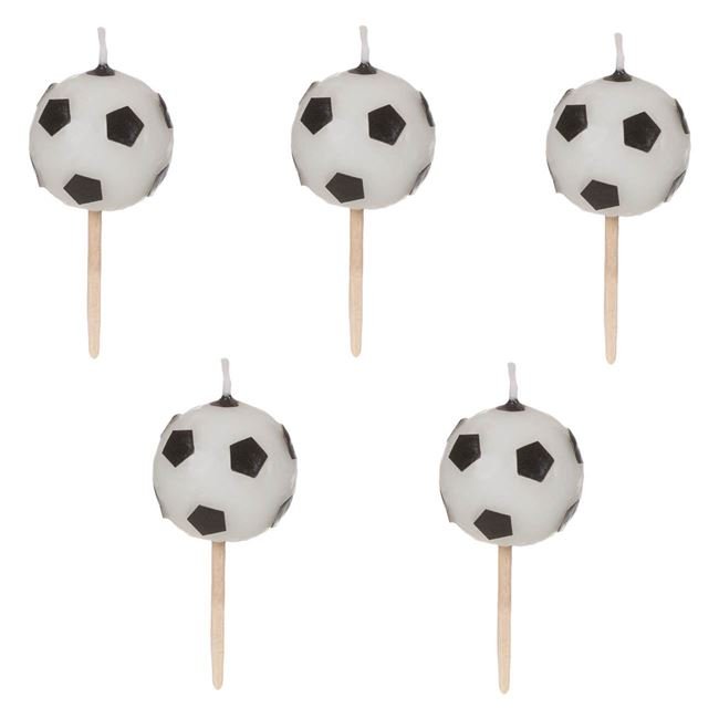 Lumanari Zi de Nastere cu Scobitori Mingi de Fotbal 6cm - 5buc