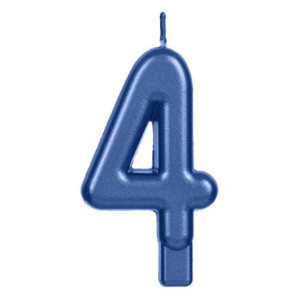 Lumanare Zi de Nastere Bleu Metalizat Nr.4