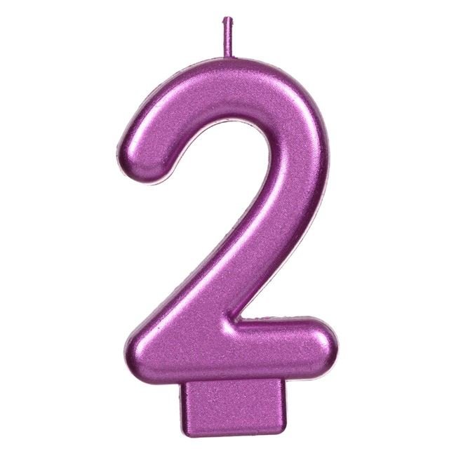 Lumanare Zi de Nastere Fucsia Metalizat Nr.2