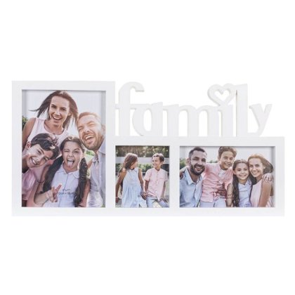 Rama Foto Decorativa Alba ”Family” pentru 3 Poze 40x20cm