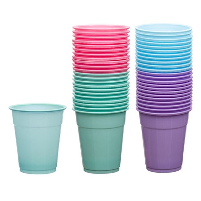 Set 45 de Pahare din Plastic de 4 Culori Diferite 300ml