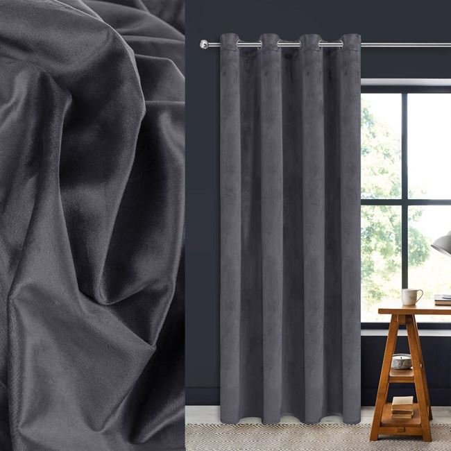 Perdea Decorativa cu Inele Velvet Gri 140x260cm