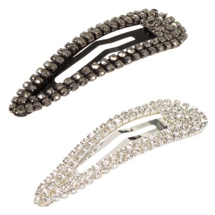 Clame Par cu Strass Negru Transparent pentru Femei - 2buc