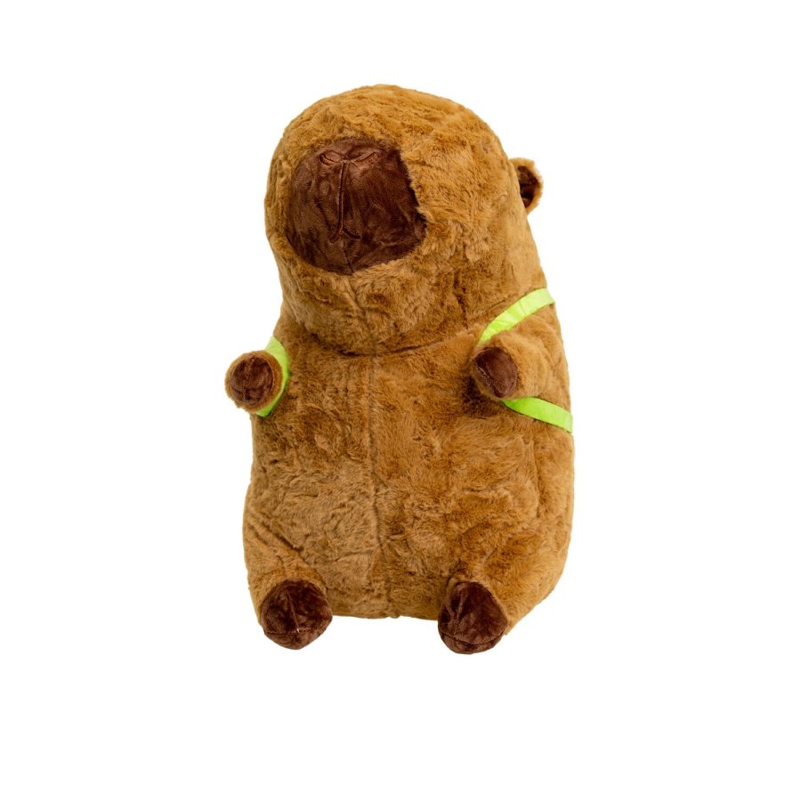 Jucarie de plus Capibara cu rucsac, 45cm, maro/verde