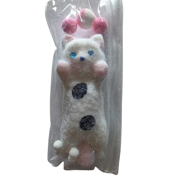 Pisica squishy interactiva alba cu doua pete negre, VICTINY®, pentru fete, 5 ani