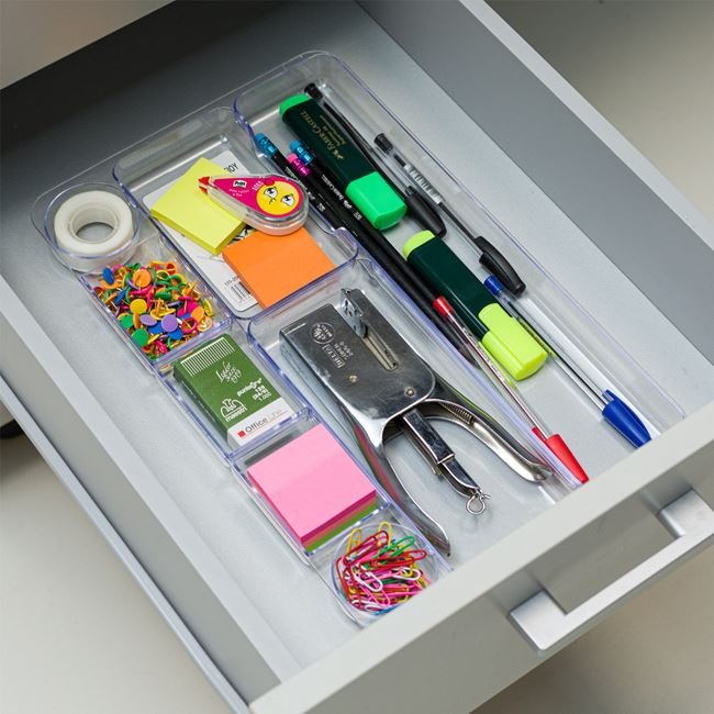 Organizator Sertar din Plastic Transparent pentru Birou 35.5x22.8x2.5cm