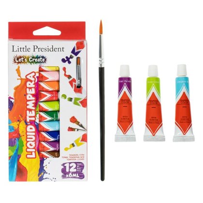 Set 12 Culori Acuarele Tempera Tub & Pensula - 13buc