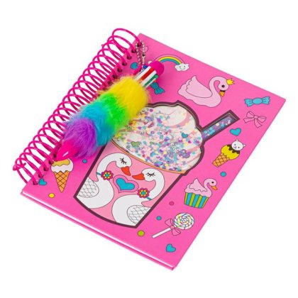 Agenda cu Spirala Roz Lebada Ice Drink Pix Pufos 7.5x20.5cm - 64F