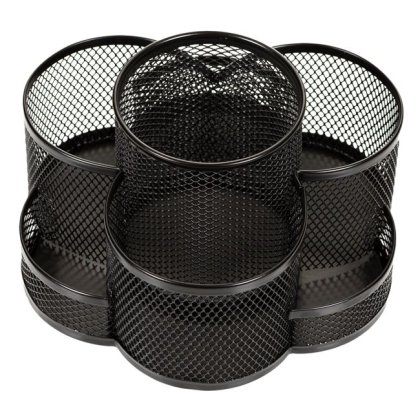 Suport Pixuri Metalic Negru Rotativ cu 7 Compartimente Ø18x9cm