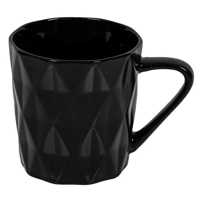 Cana Ceramica Neagra cu Model Romburi 350ml