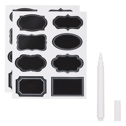 Etichete Autocolante Negre 8x4.5cm cu Pix Alb - 17buc