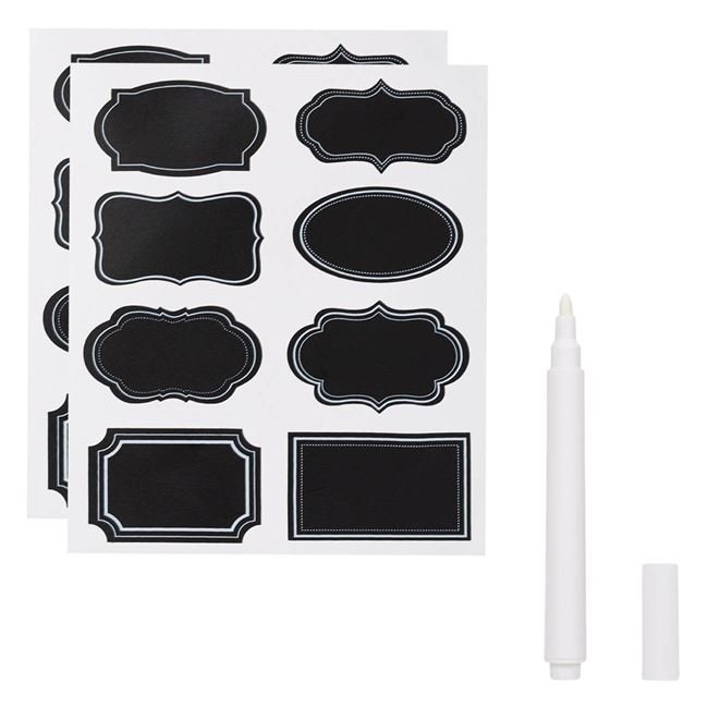 Etichete Autocolante Negre 8x4.5cm cu Pix Alb - 17buc
