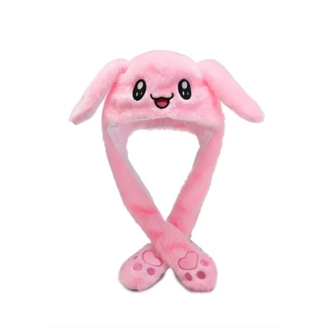 Caciula cu urechi miscatoare pufoasa si llumini color VICTINY® roz