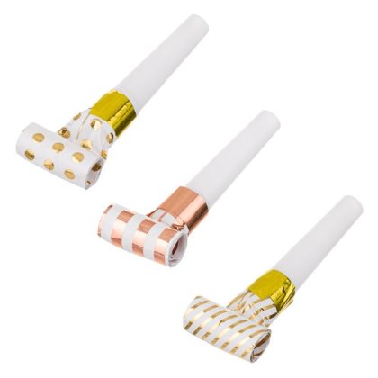 Suflatori Petrece cu Buline Dungi Foil - 12buc