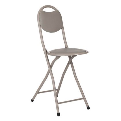 Taburet Metalic cu Spatar Taupe 30x40cm