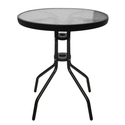 Masa Metalica Neagra cu Suprafata din Sticla Ø60x70cm