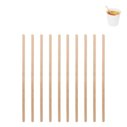 Set Bete Agitatoare de Lemn Ambalate Individual pentru Cafea 14x0.5cm - 50buc