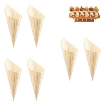 Set Conuri din Lemn pentru Aperitive 18cm - 6buc