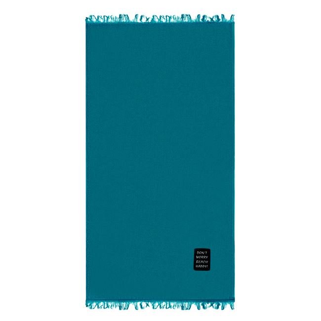 Prosop din Bumbac Petrol cu Patch Don't Worry pentru Plaja 90x170cm