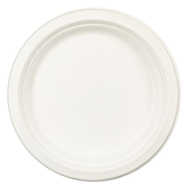Set Farfurii Albe ECO din Trestie de Zahar 23cm - 10buc
