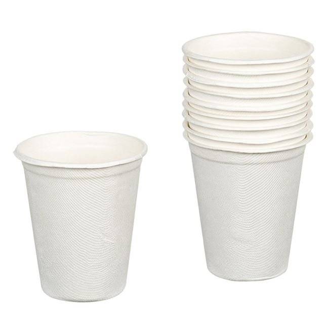 Set Pahare Albe ECO din Trestie de Zahar 260ml - 10buc