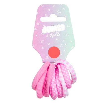 Elastice Par Frotte Roz cu Carouri Buline pentru Copii - 8buc
