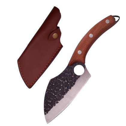Cutit Satar JJaponez, Forjat Manual, Otel Inoxidabil, 27,5 cm, Husa Piele Ecologica