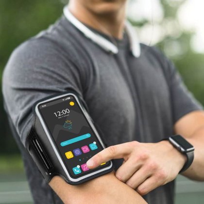 Husa pentru Telefon Mobil Sport pentru Brat Neagra 9.1x17.5cm