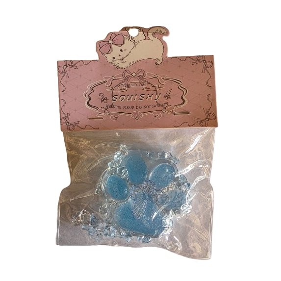 Labuta Pisica squishy moale VICTINY, transparent /albastru, 7x6 cm