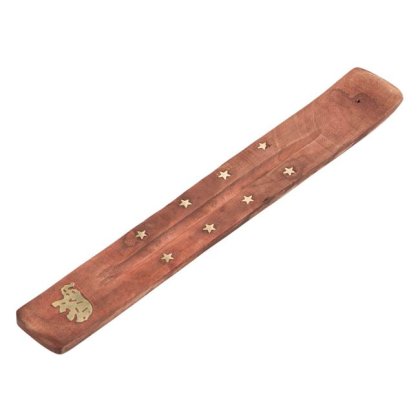 Suport din Lemn pentru Betisoare Parfumate Elefant Auriu 25cm