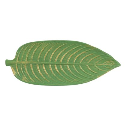 Suport Potpourri de Lemn Frunza Verde Brushed 45x18cm