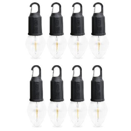 Set 8 Becuri pentru Camping VICTINY®, Reincarcabile, 3 Moduri Iluminare, 17.8 x 6cm, Negru/Alb